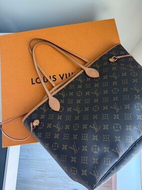 Louis Vuitton Monogram Canvas Tote in Brown with Tan Trim